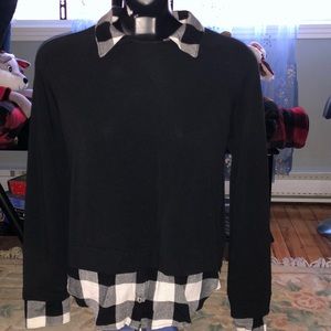 Long sleeve tee with fake shirt attached
